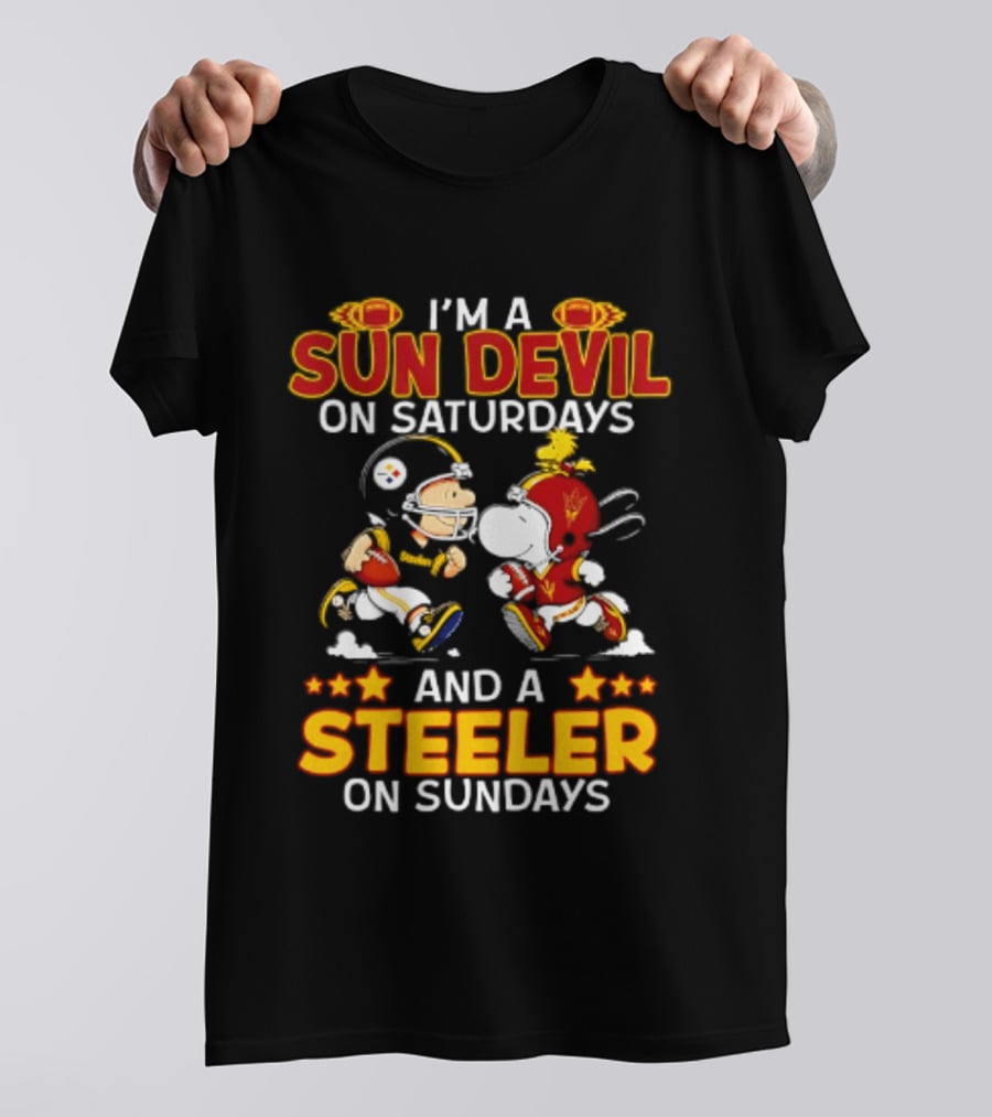 I'm A Sun Devil On Saturdays And A Steeler On Sundays Peanuts Football T-Shirt