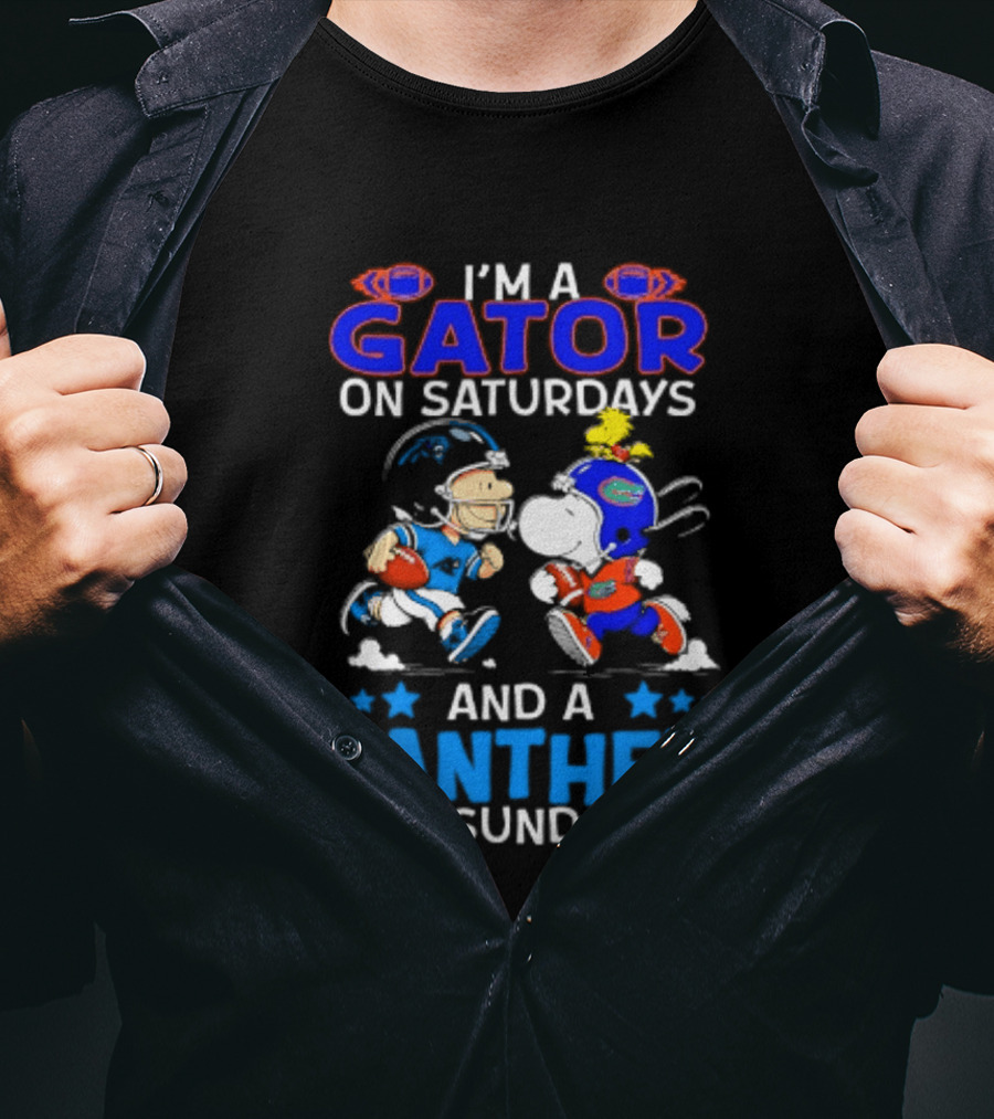 Peanuts I'm A Gator On Saturdays And A Panther On Sundays Football T-Shirt