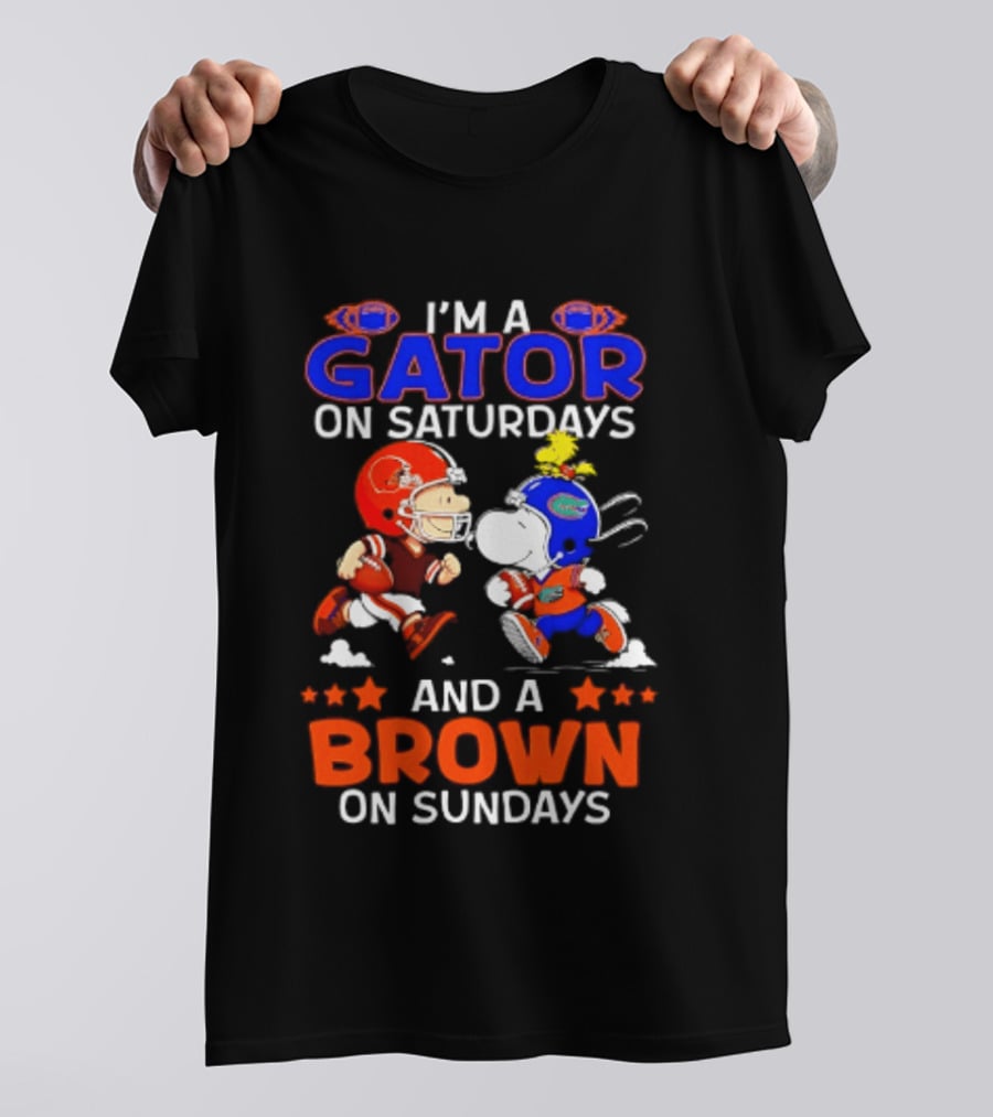 Gator On Saturdays Brown On Sundays Peanuts Football Fan T-Shirt