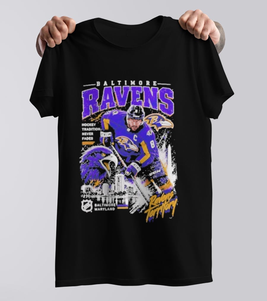 Baltimore Ravens Territory Tradition Never Fades Skyline Maryland Hockey T-Shirt