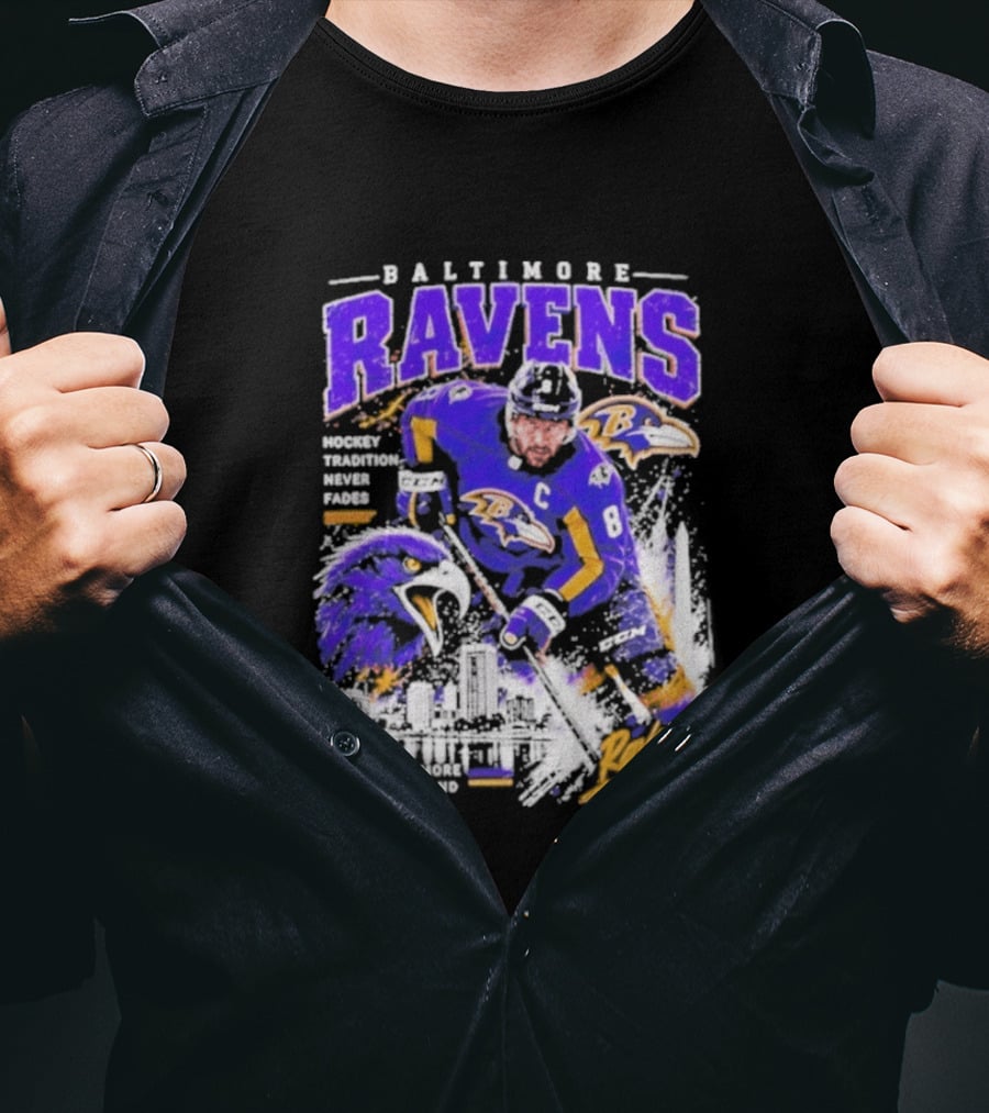Baltimore Ravens Territory Tradition Never Fades Skyline Maryland Hockey T-Shirt