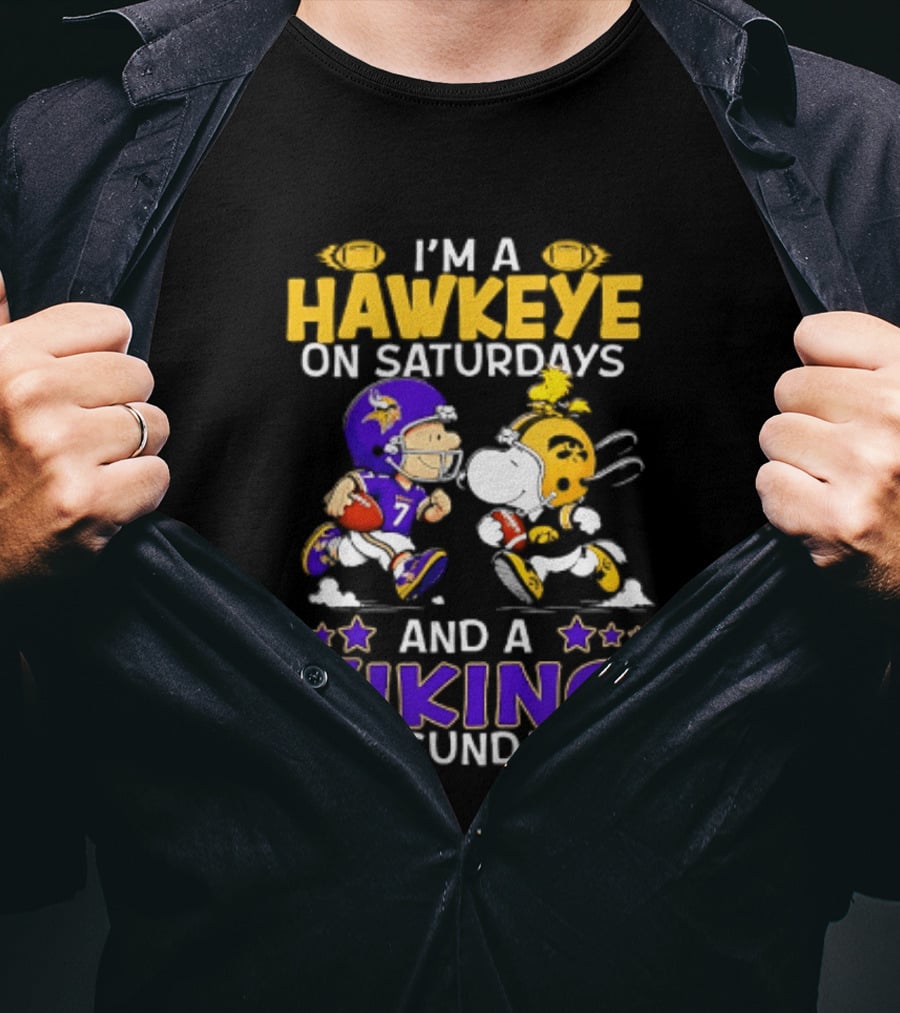 I'm A Hawkeye On Saturdays And A Viking On Sundays Peanuts Mashup T-Shirt