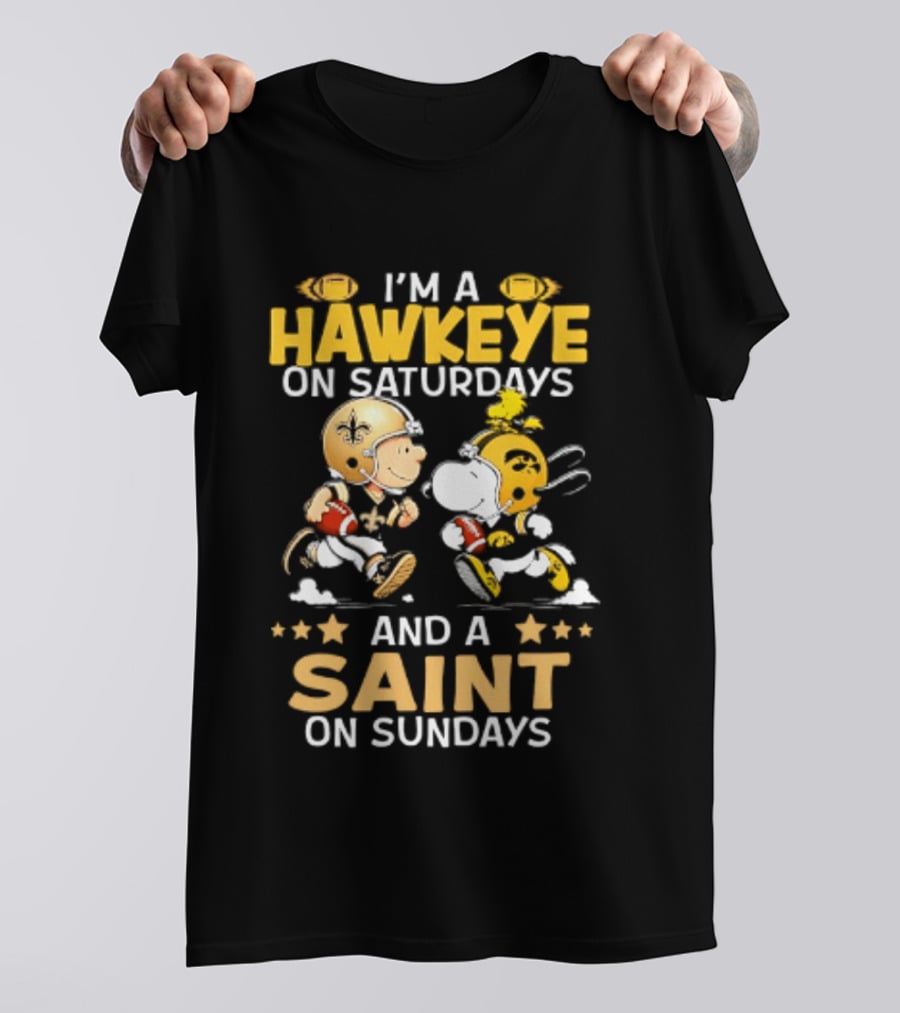 Peanuts I'm A Hawkeye On Saturdays And A Saint On Sundays T-Shirt