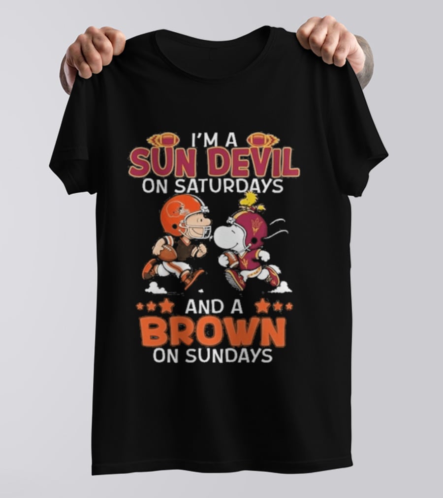Charlie Brown Snoopy Sun Devil Saturdays Brown Sundays Football T-Shirt
