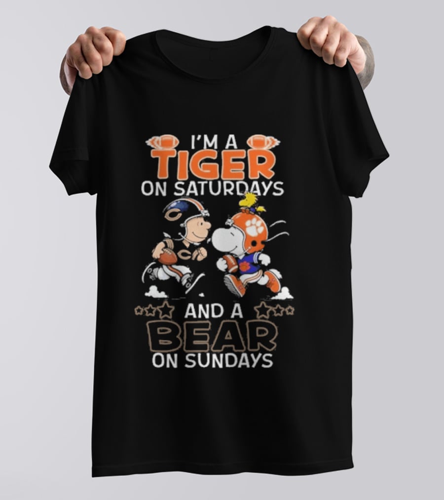 Charlie Brown Snoopy Tiger Saturdays Bear Sundays Football T-Shirt
