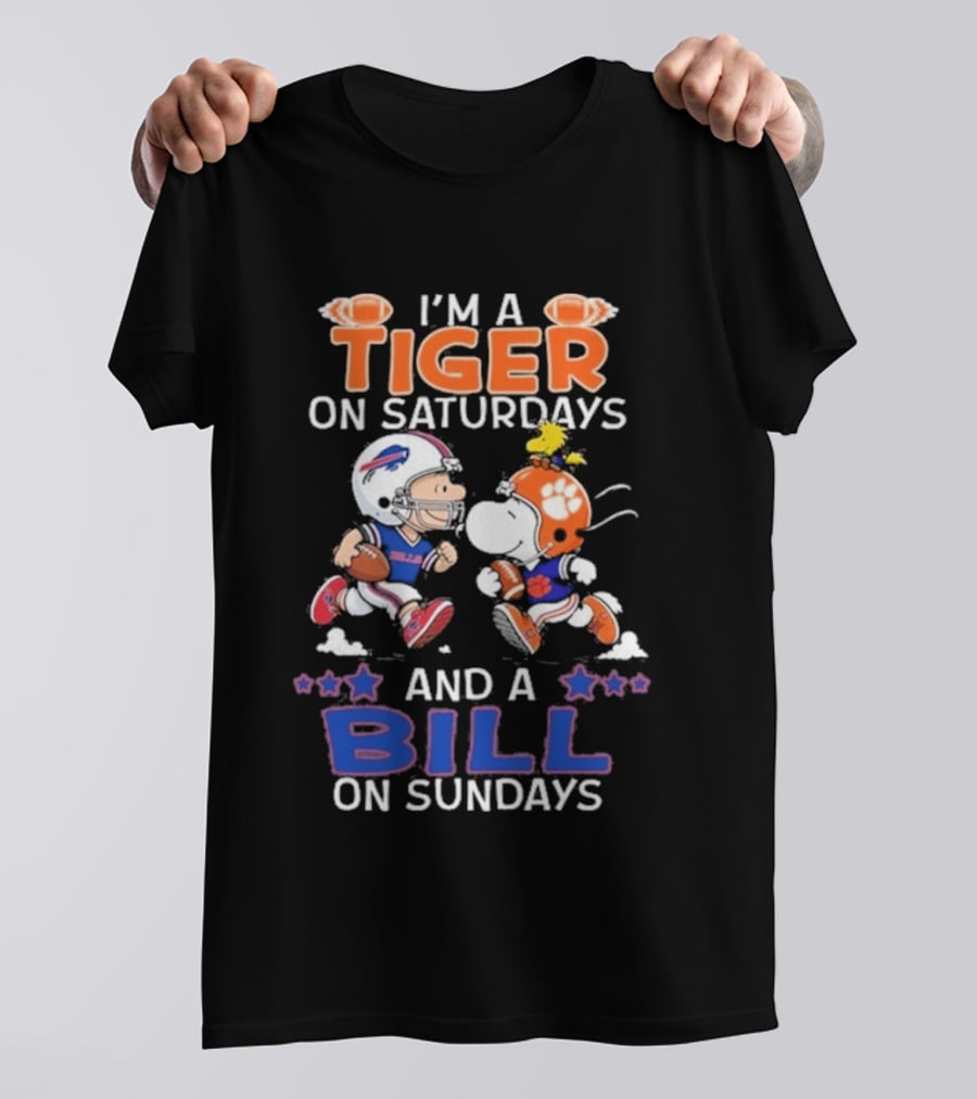 Charlie Brown Snoopy Tiger Saturdays Bill Sundays T-Shirt