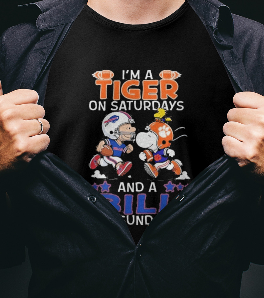 Charlie Brown Snoopy Tiger Saturdays Bill Sundays T-Shirt