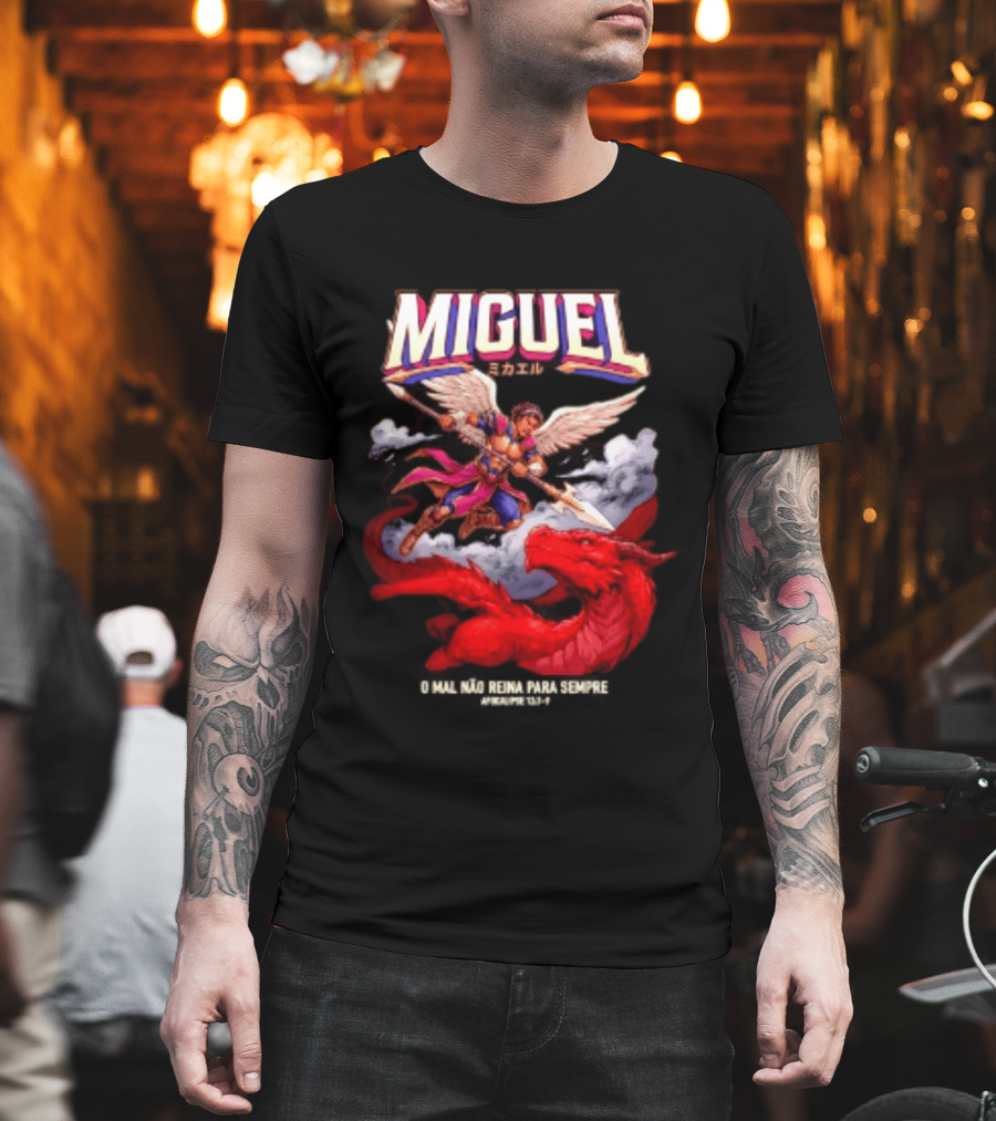 Miguel Angel Vs Dragon Apocalipse 12 7 9 O Mal Nao Reina Para Sempre T-Shirt