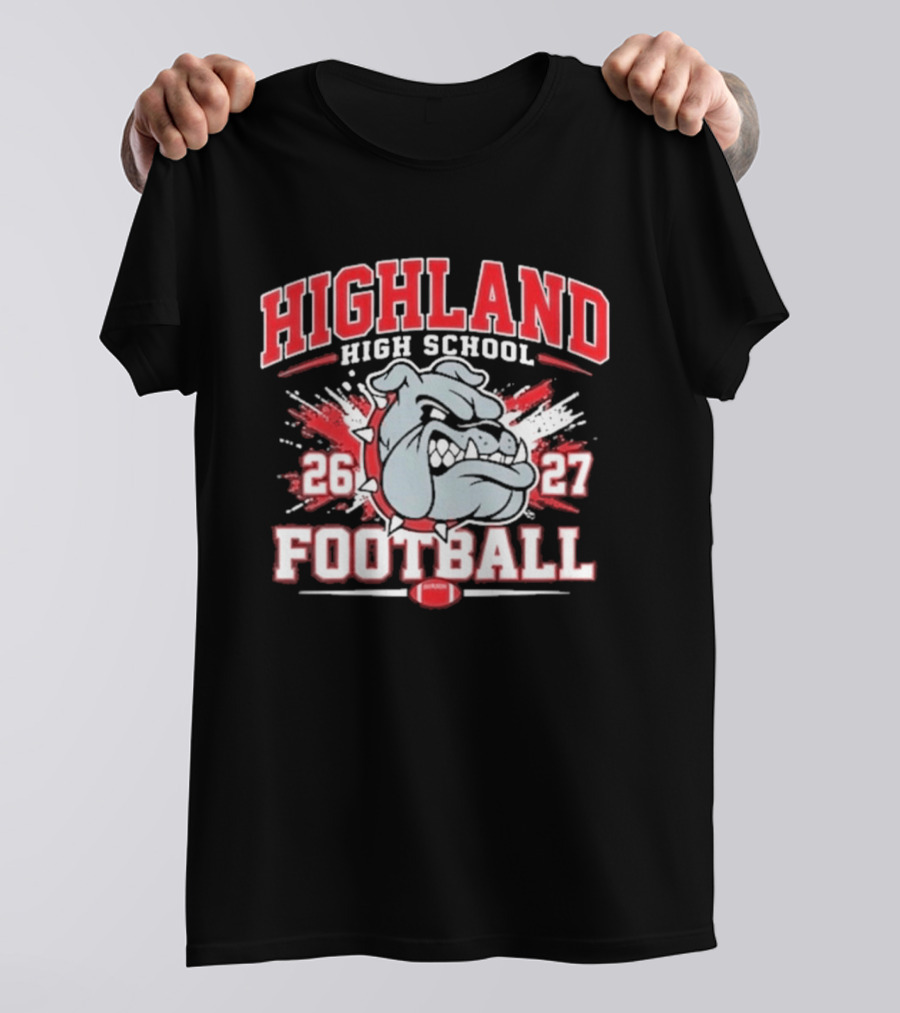 Bulldog Highland High School Football 26 27 T-Shirt