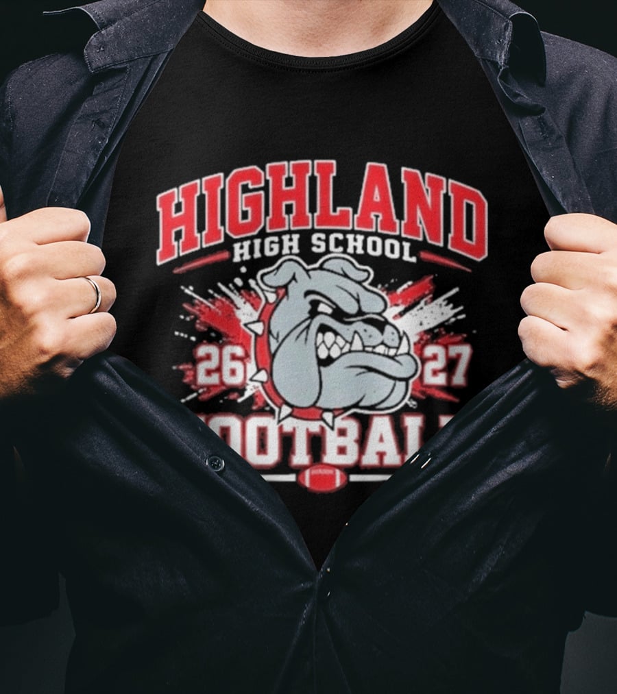 Bulldog Highland High School Football 26 27 T-Shirt