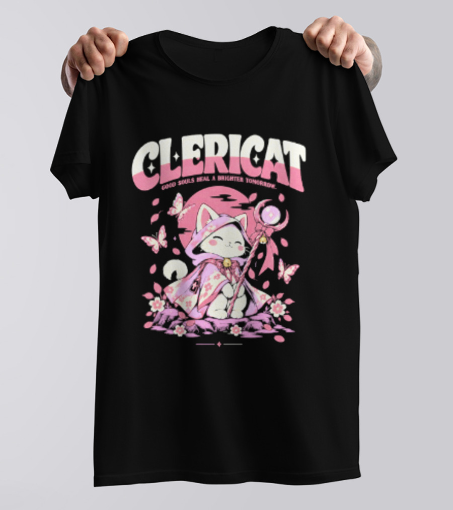 Clericat Good Souls Heal A Brighter Tomorrow Butterfly Blossoms T-Shirt