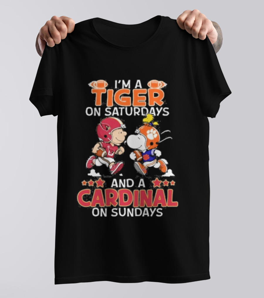 I'm A Tiger On Saturdays And A Cardinal On Sundays Charlie Brown Snoopy T-Shirt