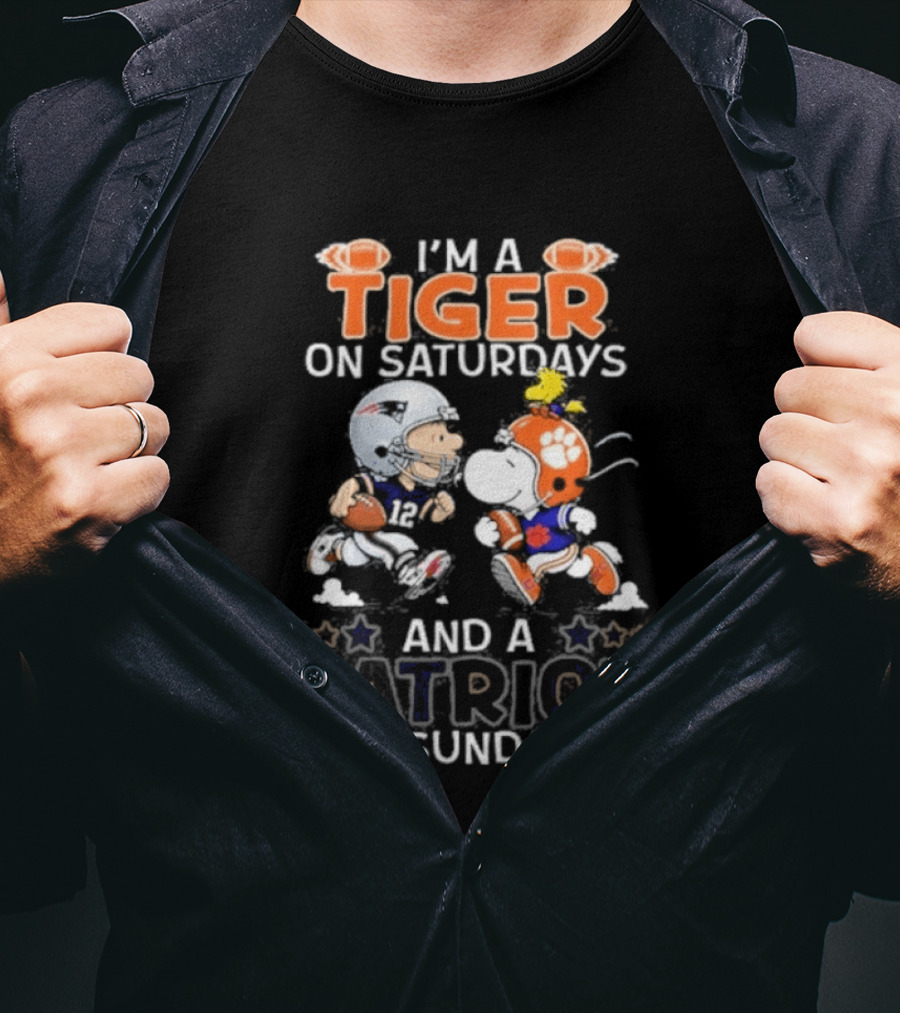 Charlie Brown Snoopy I'm A Tiger On Saturdays And A Patriot On Sundays T-Shirt