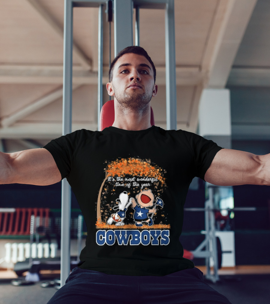 Dallas Cowboys Snoopy Charlie Brown Dancing Most Wonderful Time Of The Year 2026 T-Shirt