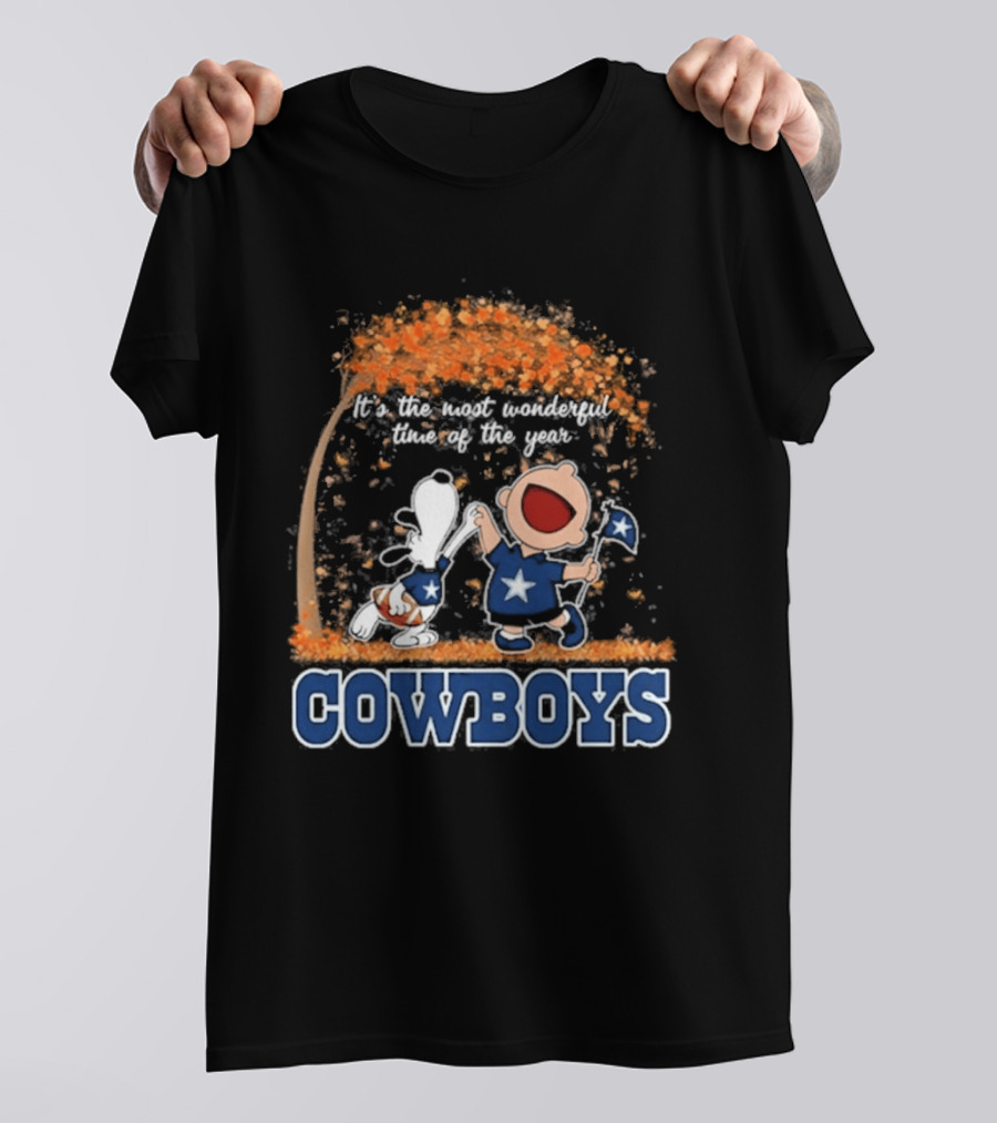 Dallas Cowboys Snoopy Charlie Brown Dancing Most Wonderful Time Of The Year 2026 T-Shirt