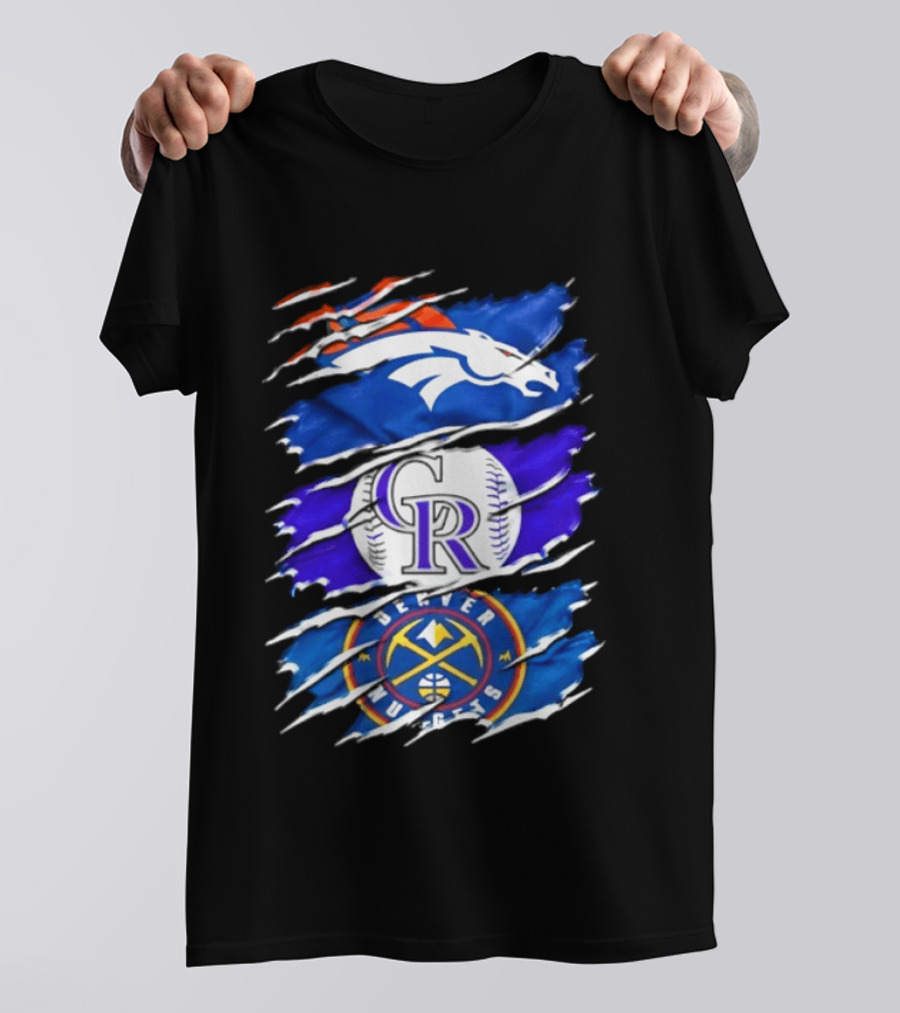 Denver Broncos Colorado Rockies Denver Nuggets Mashup Sports Fan T-Shirt