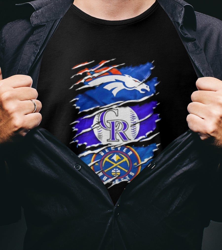 Denver Broncos Colorado Rockies Denver Nuggets Mashup Sports Fan T-Shirt