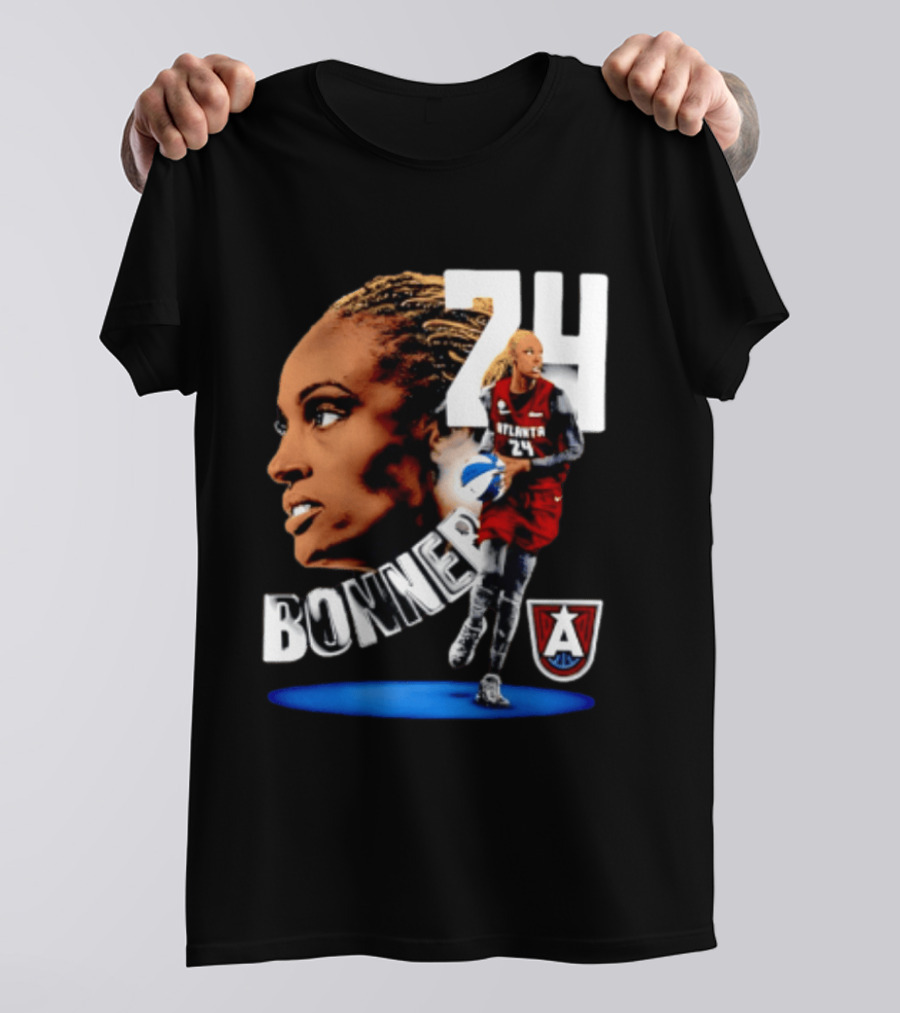 Dewanna Bonner 24 Atlanta Dream WNBA Basketball Player Portrait And Action T-Shirt