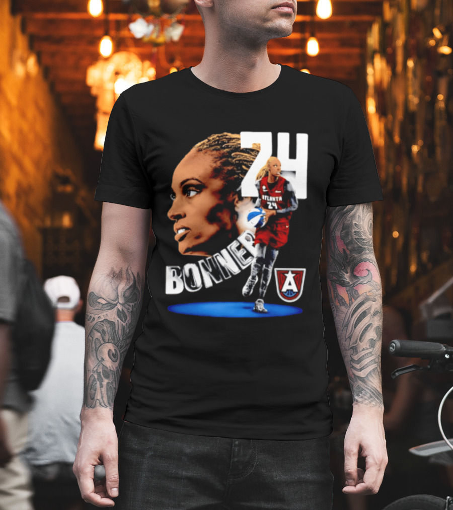 Dewanna Bonner 24 Atlanta Dream WNBA Basketball Player Portrait And Action T-Shirt