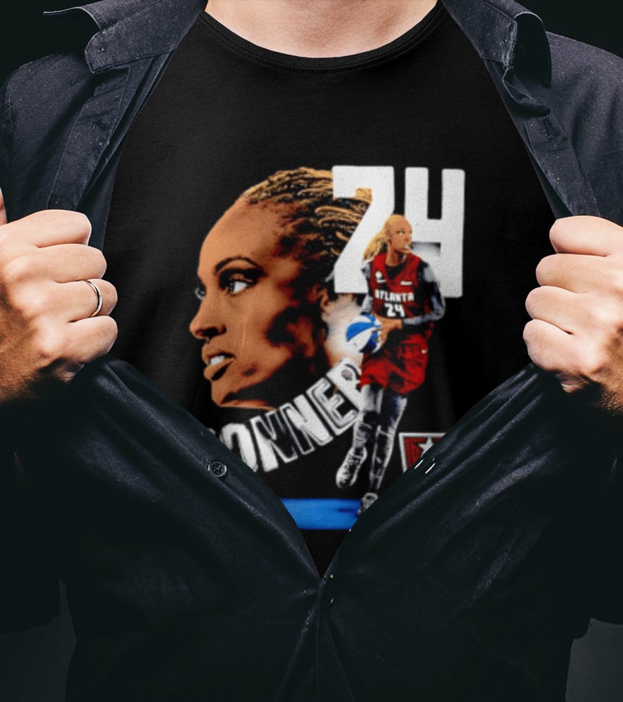 Dewanna Bonner 24 Atlanta Dream WNBA Basketball Player Portrait And Action T-Shirt