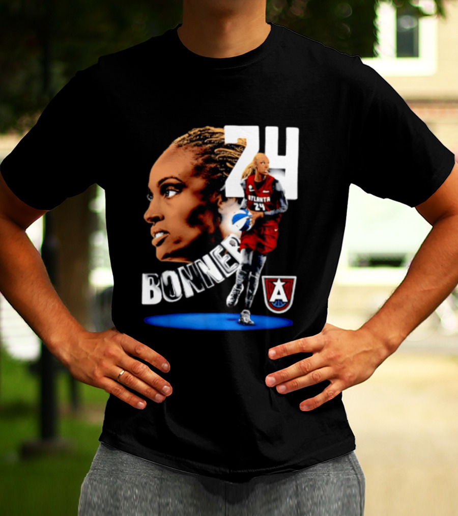 Dewanna Bonner 24 Atlanta Dream WNBA Basketball Player Portrait And Action T-Shirt