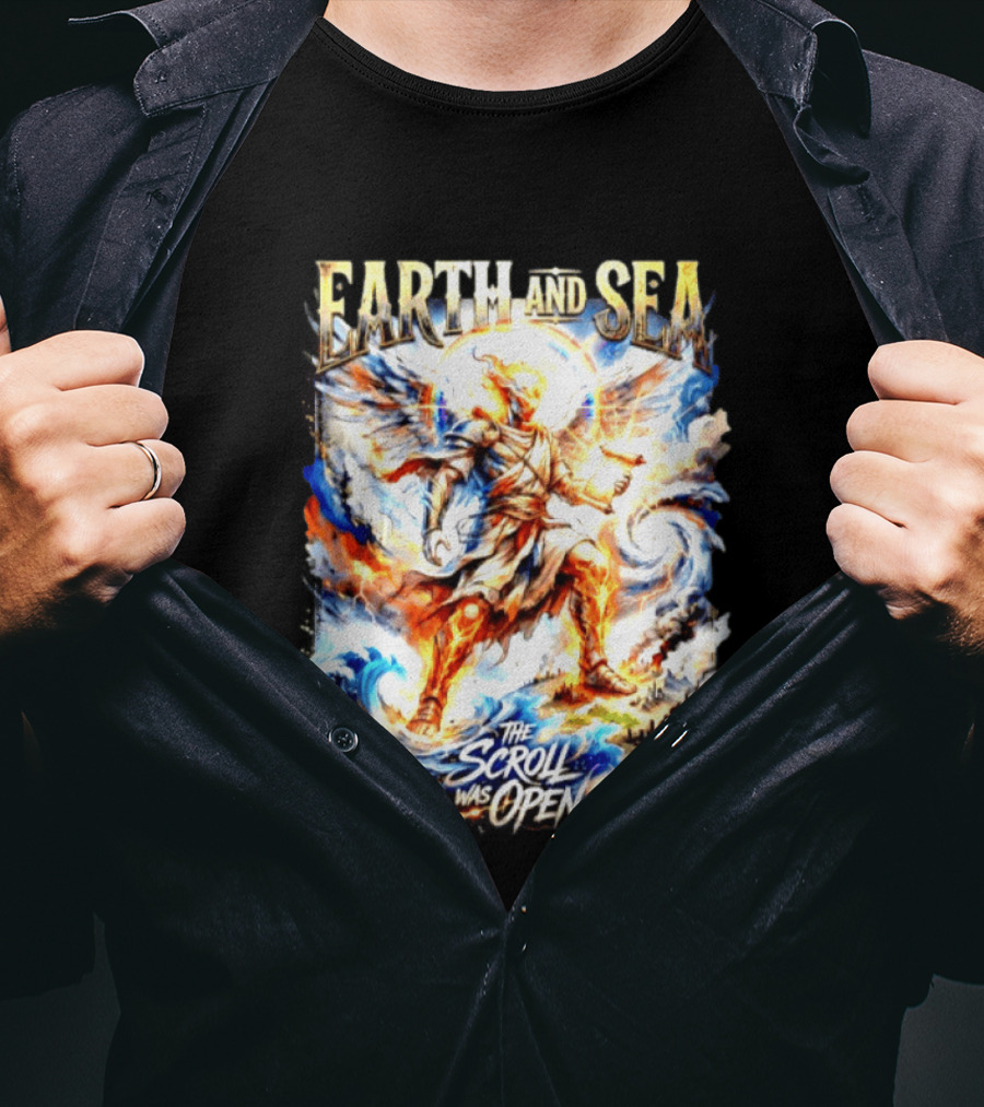 Earth And Sea Angelic Revelation The Scroll Was Open Revelation 10 1 2 T-Shirt