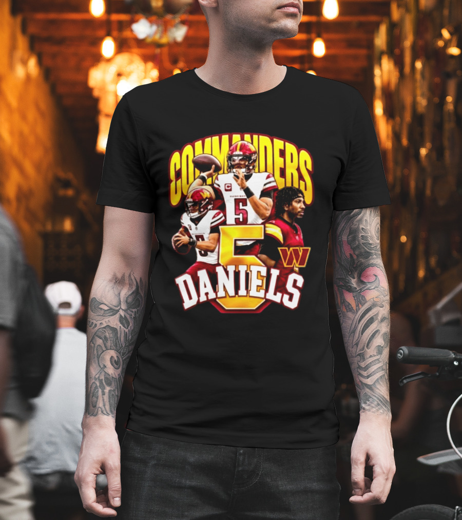 Commander Football Number 5 Jayden Daniels W T-Shirt
