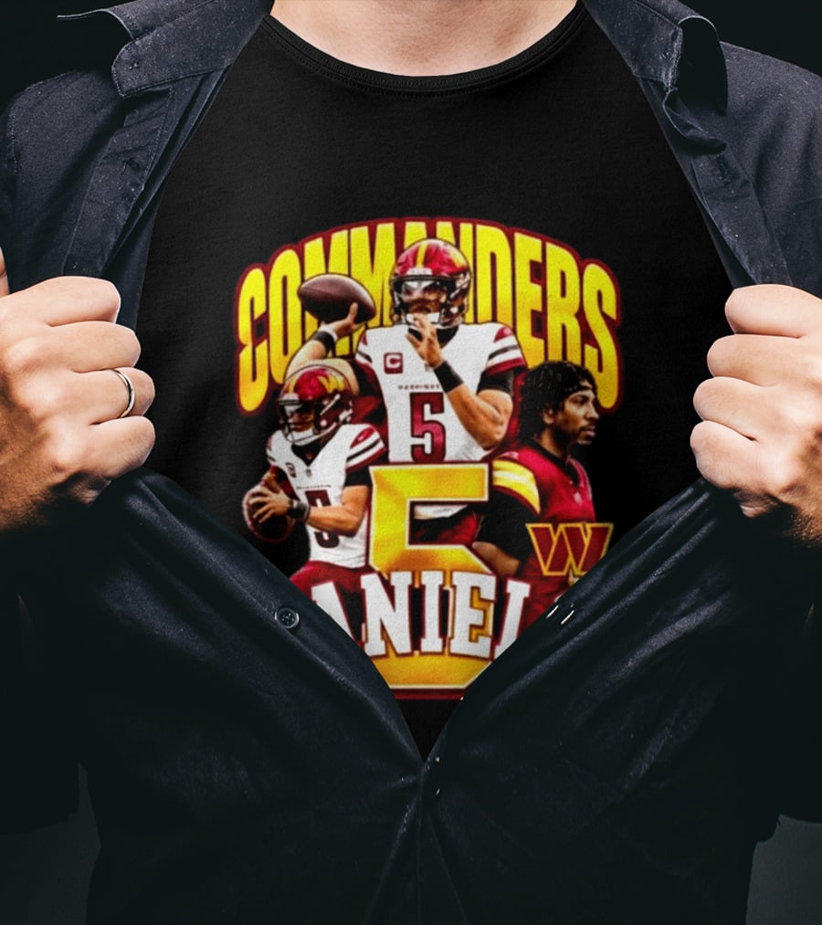 Commander Football Number 5 Jayden Daniels W T-Shirt