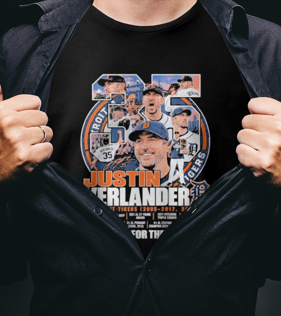 Justin Verlander Detroit Tigers 35 Thank You For The Memories 2005 2017 2026 T-Shirt