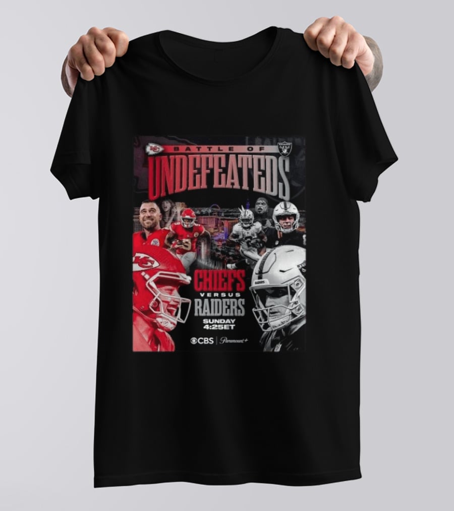 Kansas City Chiefs Vs Las Vegas Raiders Battle Of Undefeated 2026 NFL Showdown CBS Sunday 4:25ET T-Shirt