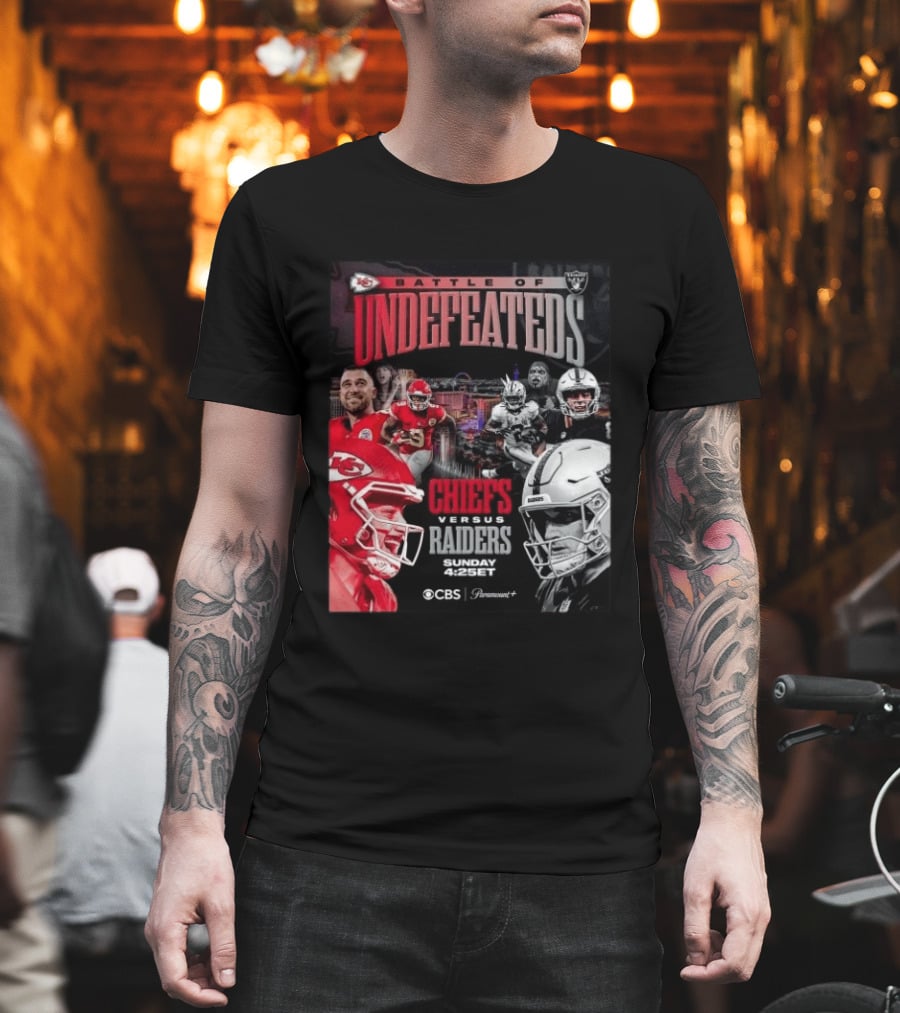 Kansas City Chiefs Vs Las Vegas Raiders Battle Of Undefeated 2026 NFL Showdown CBS Sunday 4:25ET T-Shirt