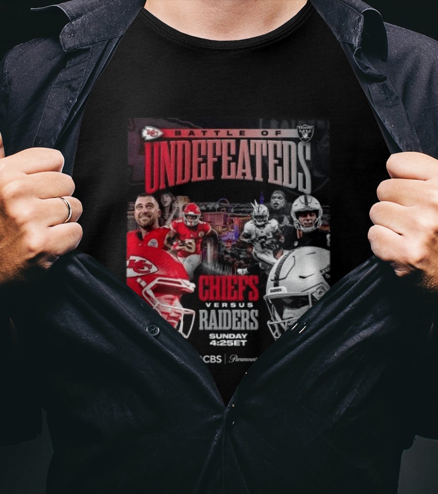 Kansas City Chiefs Vs Las Vegas Raiders Battle Of Undefeated 2026 NFL Showdown CBS Sunday 4:25ET T-Shirt