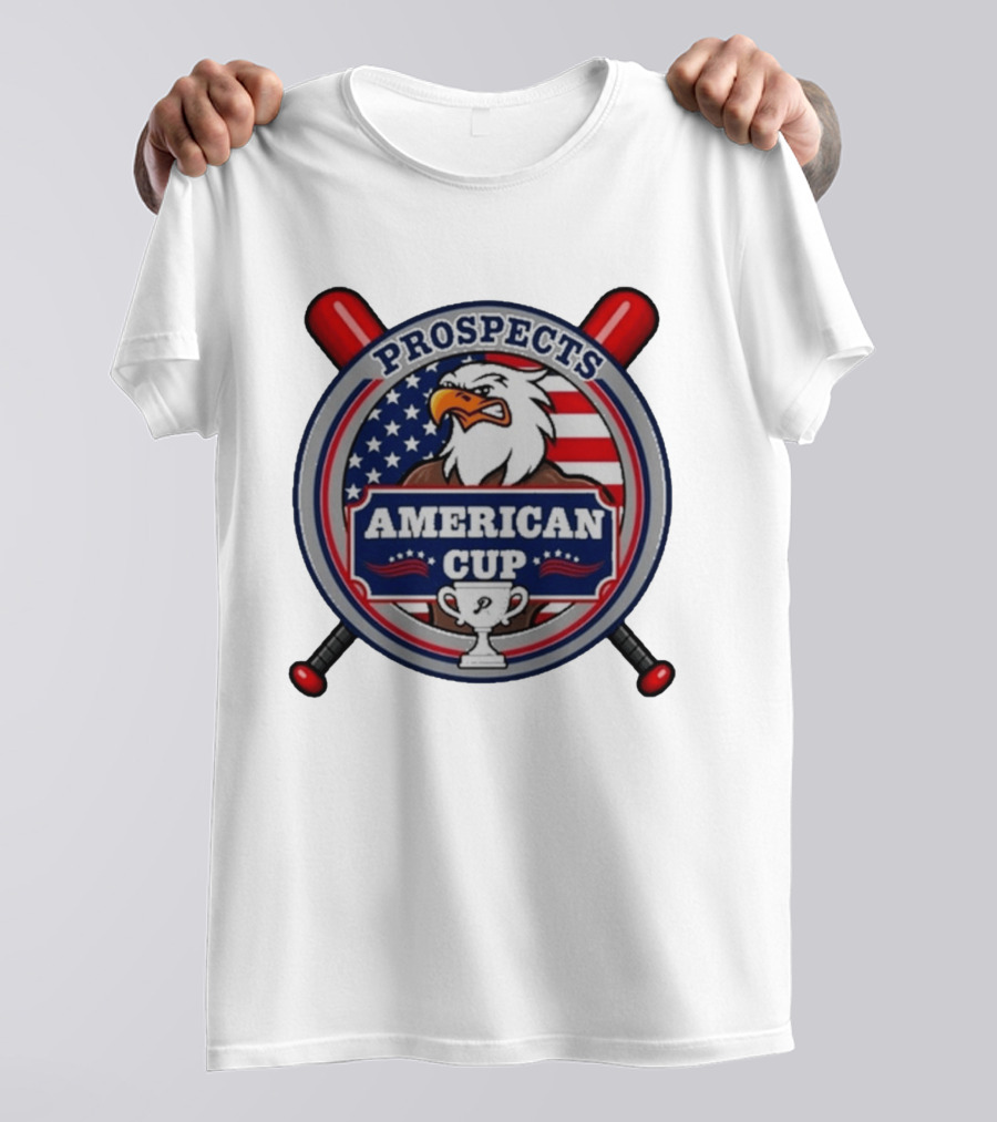 Prospects American Cup Eagle Emblem With USA Flag And Trophy T-Shirt
