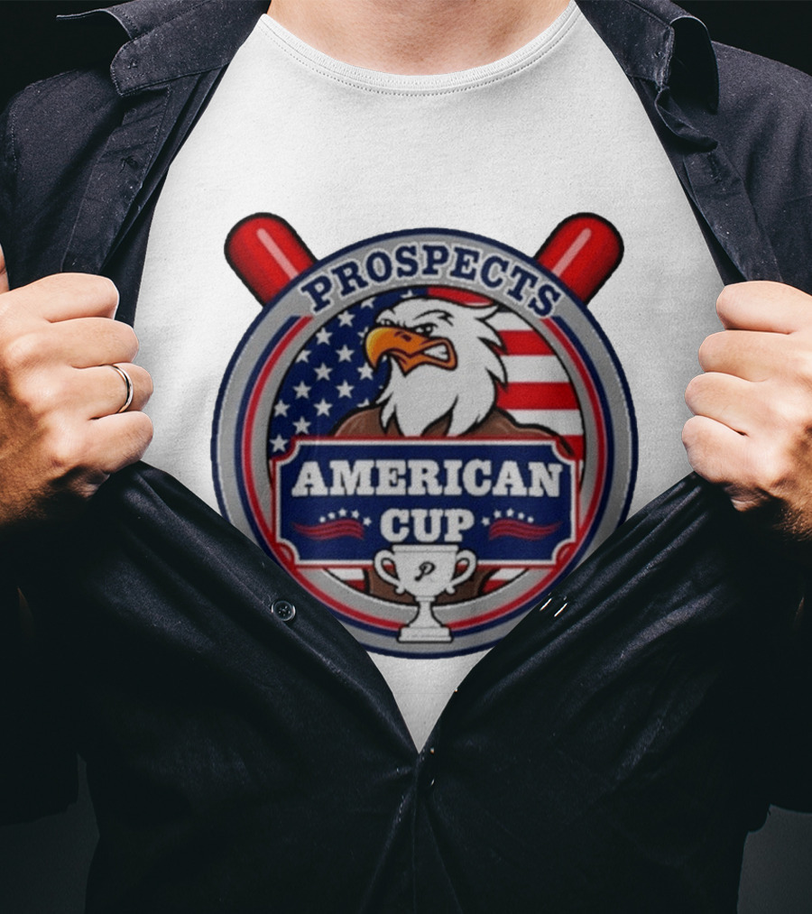 Prospects American Cup Eagle Emblem With USA Flag And Trophy T-Shirt