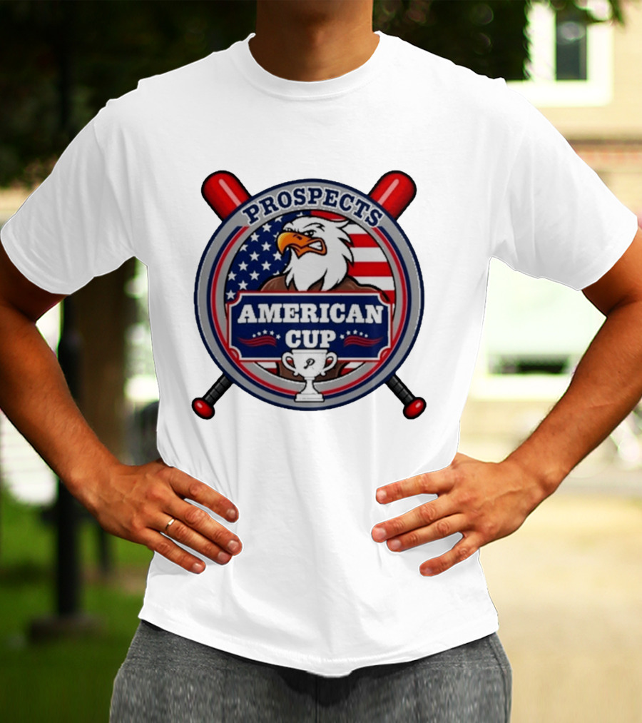 Prospects American Cup Eagle Emblem With USA Flag And Trophy T-Shirt