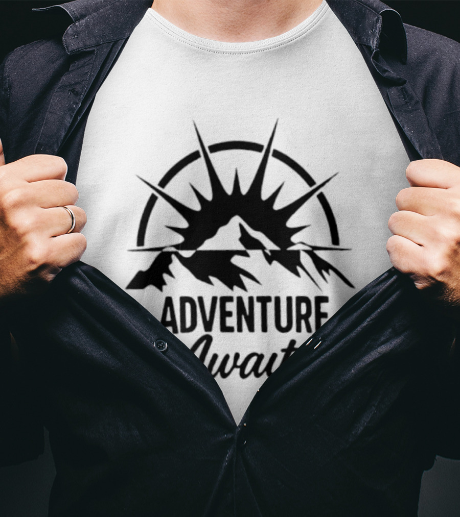 Adventure Awaits Mountain Sun Hiking Outdoors Exploration T-Shirt