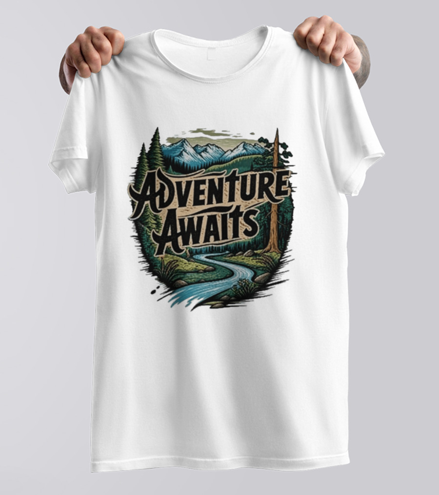 Adventure Awaits Scenic Nature Camping Family Summer Wanderlust Vacation T-Shirt
