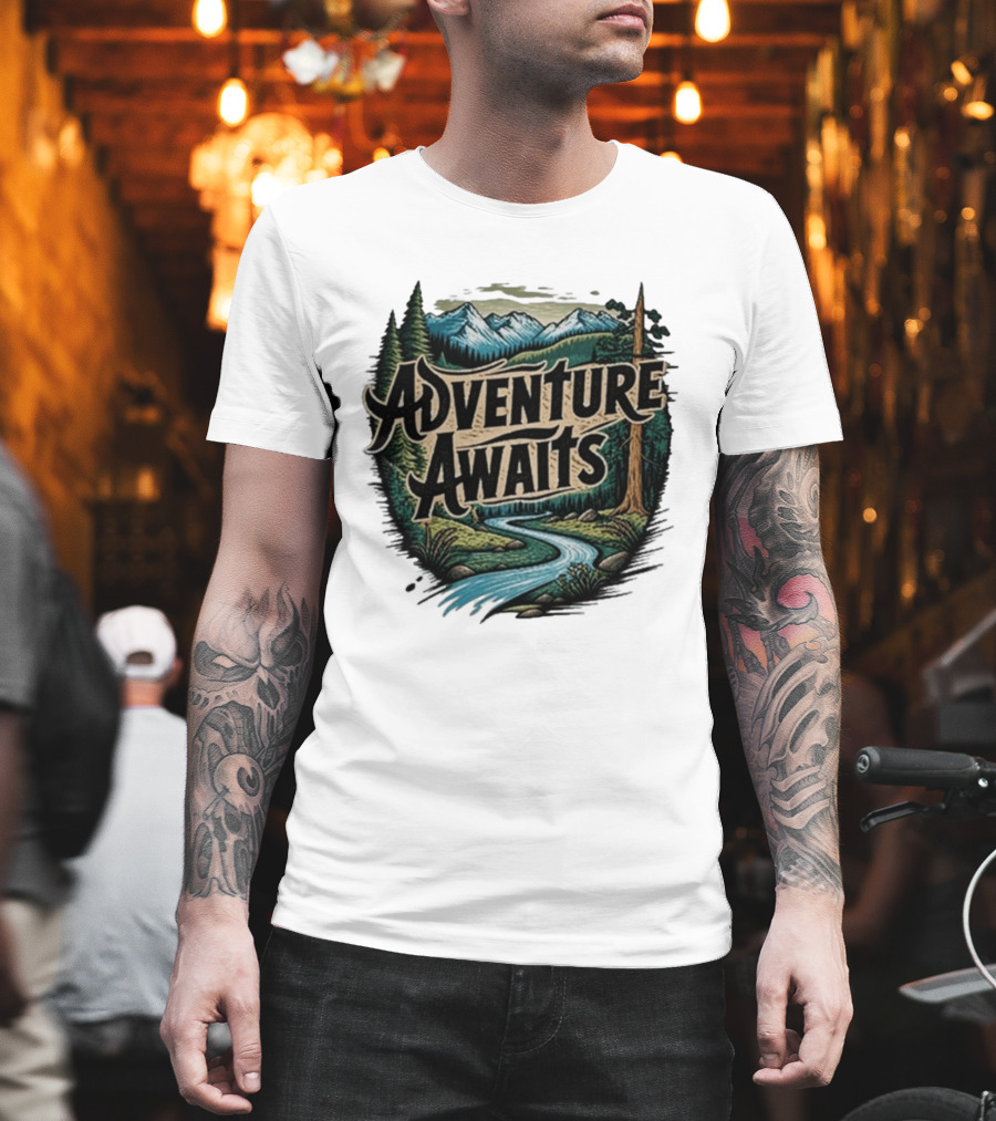 Adventure Awaits Scenic Nature Camping Family Summer Wanderlust Vacation T-Shirt