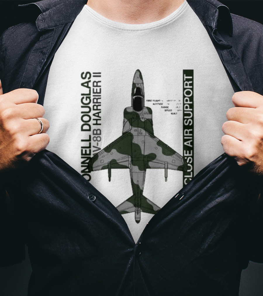 McDonnell Douglas AV 8B Harrier II VTOL Close Air Support T-Shirt