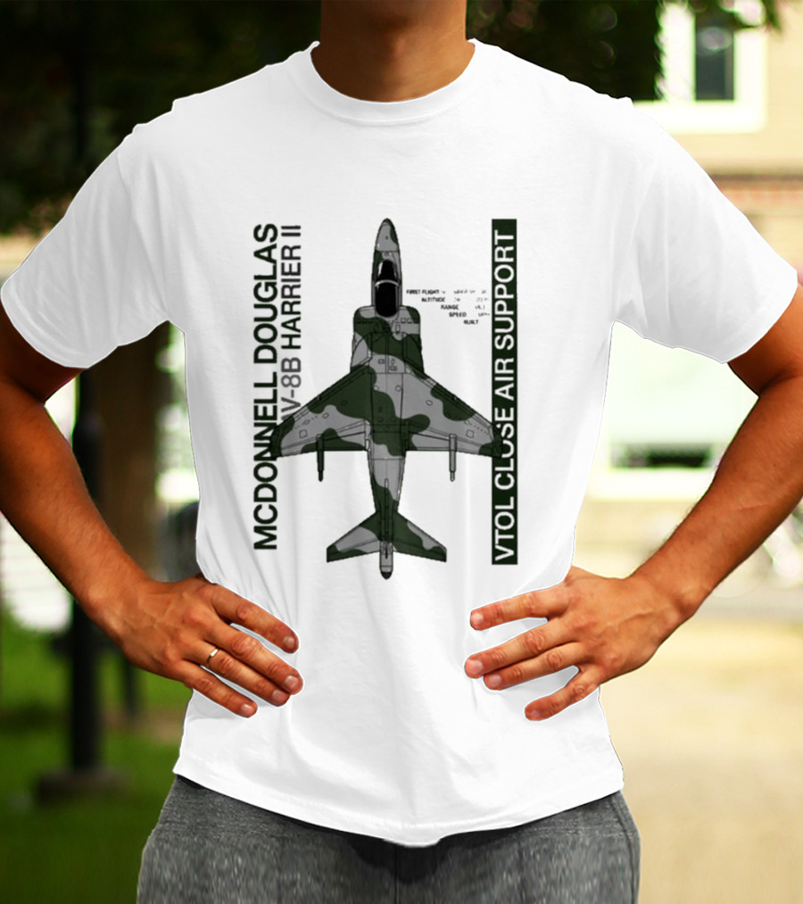 McDonnell Douglas AV 8B Harrier II VTOL Close Air Support T-Shirt