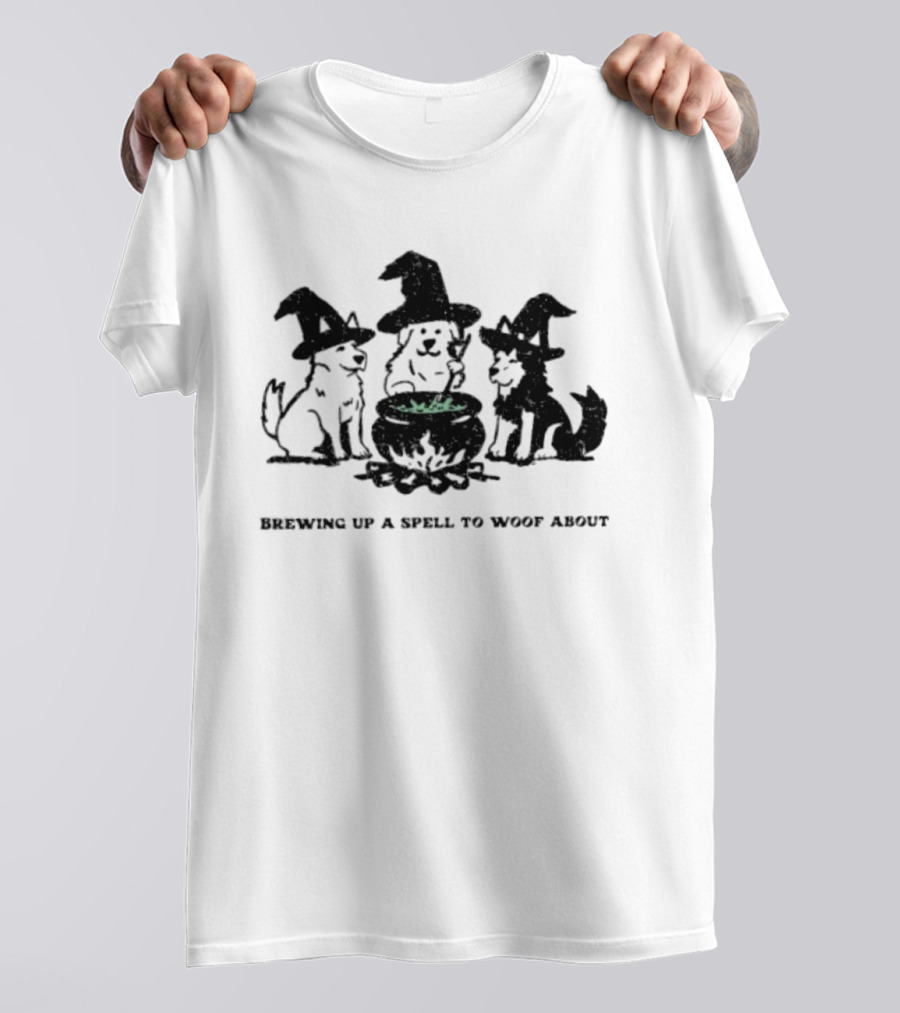 Brewing Up A Spell To Woof About Dog Witch Cauldron Trio T-Shirt