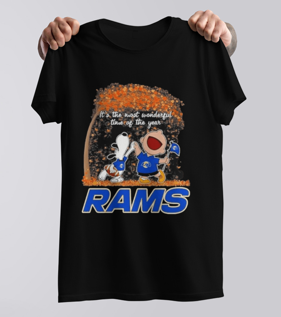 Los Angeles Rams Snoopy Charlie Brown It's The Most Wonderful Time Of The Year 2026 T-Shirt
