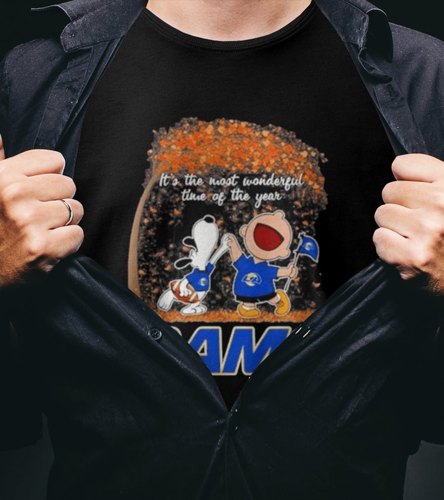 Los Angeles Rams Snoopy Charlie Brown It's The Most Wonderful Time Of The Year 2026 T-Shirt