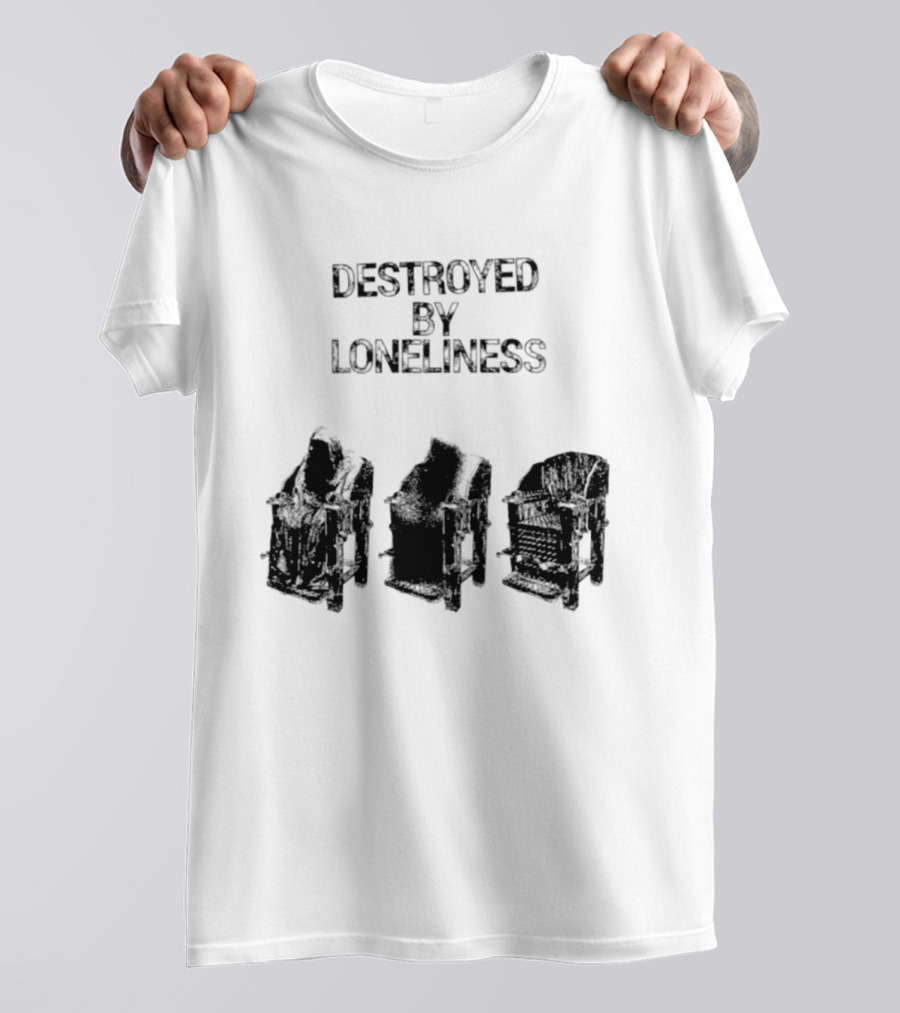 Destroyed By Loneliness Dark Gothic With Falling Office Chairs T-Shirt