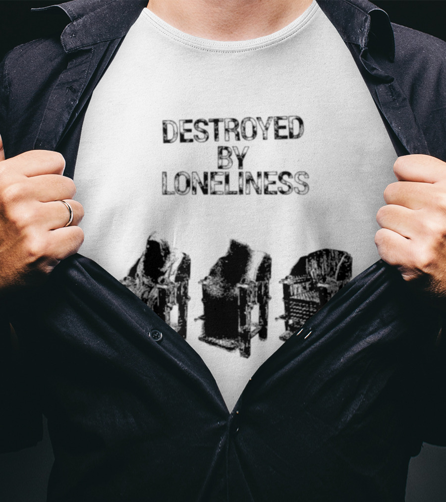 Destroyed By Loneliness Dark Gothic With Falling Office Chairs T-Shirt