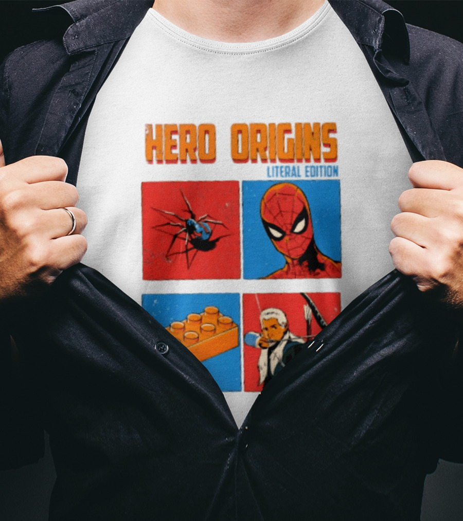 Hero Origins Spider Man Literal Edition Block Archer Spider T-Shirt