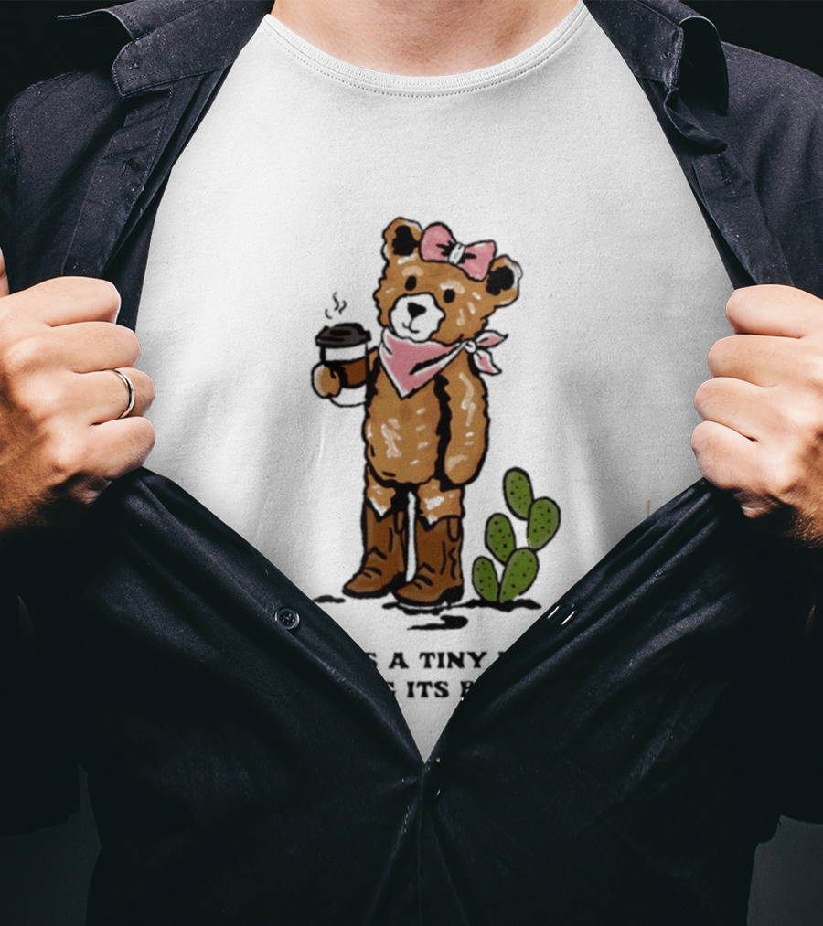 Teddy Bear With Coffee And Cactus The Now Is A Tiny Miracle Doing Its Best T-Shirt