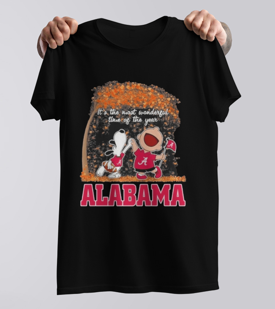 Alabama Crimson Tide Snoopy Charlie Brown It's The Most Wonderful Time Of The Year T-Shirt