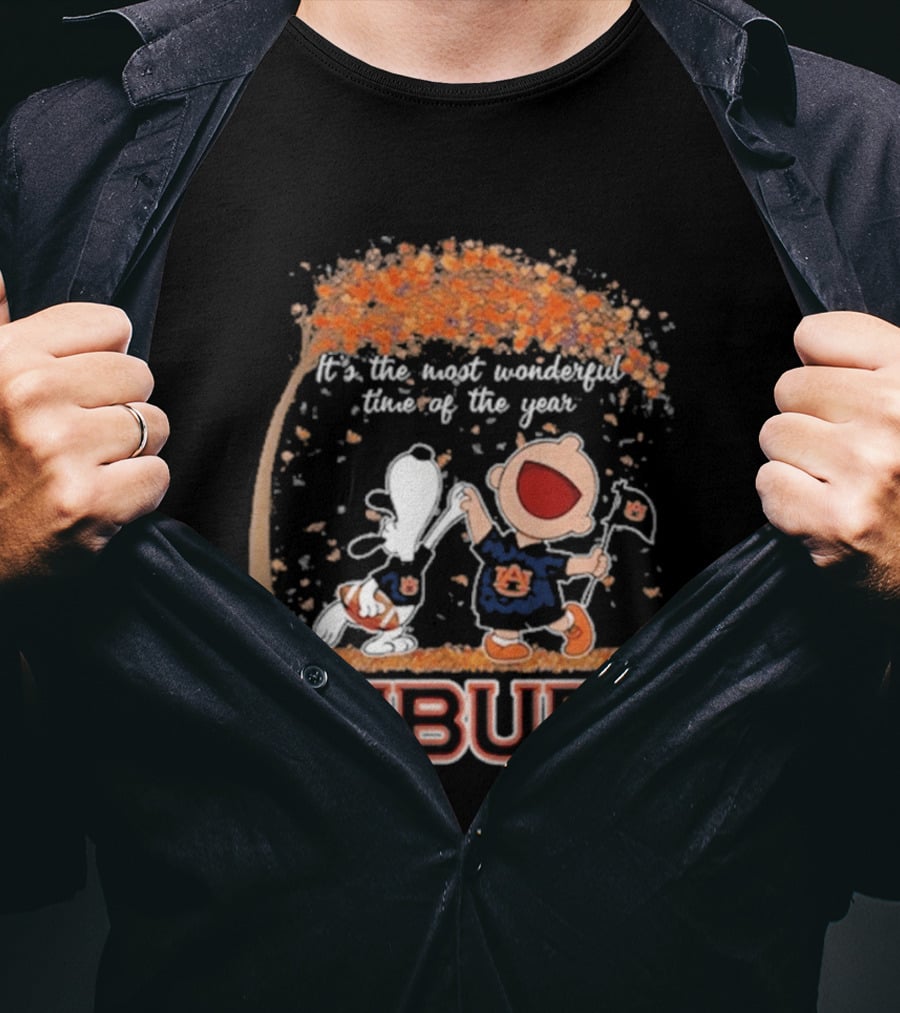 Auburn Tigers Snoopy Charlie Brown Dancing 2026 Most Wonderful Time Of The Year T-Shirt