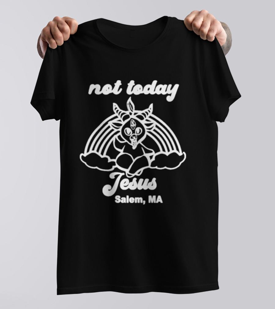 Not Today Jesus Goat Rainbow Salem MA T-Shirt